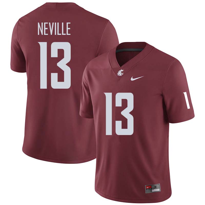 Men #13 Connor Neville Washington State Cougars College Football Jerseys Sale-Crimson